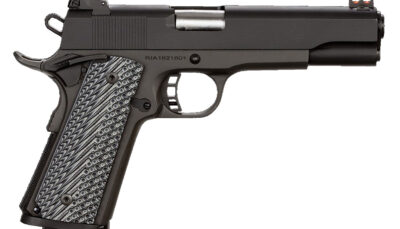 Rock Island 51486 Rock Ultra FS 45 ACP Caliber with 5" Barrel, 8+1 Capacity, Overall Black Parkerized Finish Steel, Beavertail Frame, Serrated Slide & Black/Gray G10 Grip