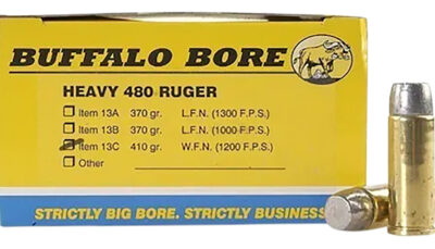 Buffalo Bore Ammunition 13C20 Heavy Strictly Business 480Ruger 410gr Wide Flat Nose 20 Per Box/12 Case