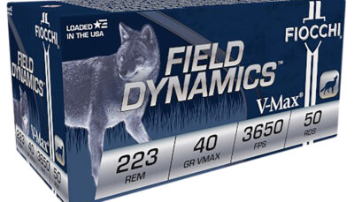 Fiocchi 223HVB50 Field Dynamics  223Rem 40gr Hornady V Max 50 Per Box/20 Case