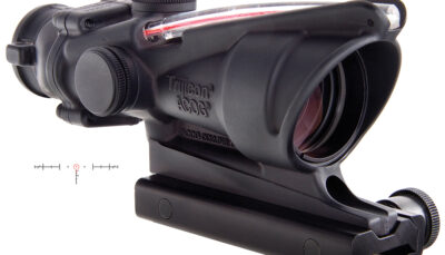 Trijicon 100219 ACOG  Black Hardcoat Anodized 4x32mm Illuminated Red Horseshoe .223/5.56 BDC Reticle