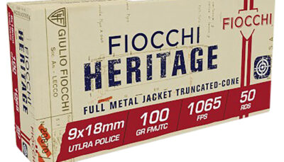 Fiocchi 9X18 Heritage  9x18mmUltra 100gr Full Metal Jacket Truncated Cone 50 Per Box/20 Case
