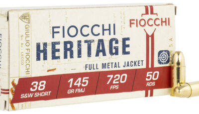 Fiocchi 38SWSHA Heritage 38S&WShort 145gr Full Metal Jacket 50 Per Box/20 Case