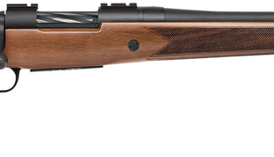 Mossberg 27841 Patriot  Full Size 22-250 Rem 5+1 22" Matte Blued Fluted Barrel, Drilled & Tapped Matte Blued Stainless Steel Receiver, Walnut Fixed Stock, Right Hand