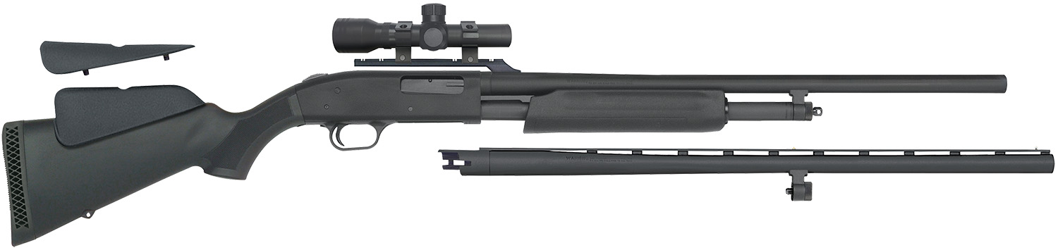 Mossberg 54047 500 Field/Deer Pump 20 Gauge 5+1 3" 26" Vent Rib/24" Slugster Barrels, Matte Blued Metal Finish, Synthetic Dual Comb Stock, Includes Accu-Set Chokes & Dead Ringer 2.5x20mm Scope
