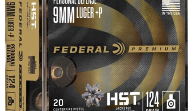Federal P9HST3S Premium Personal Defense 9mmLuger+P 124gr HST Jacketed Hollow Point 20 Per Box/10 Case