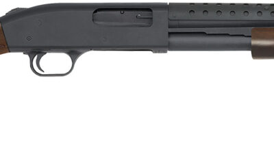 Mossberg 52151 590 Retrograde 12 Gauge Pump 3" 6+1 18.50" Matte Blued Heat Shield Barrel, Matte Blued Stainless Steel Drilled & Tapped Receiver, Walnut Fixed Stock, Cylinder Bore Choke