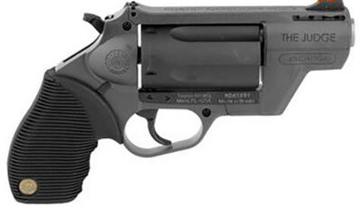 Taurus 2441021GRY Judge Public Defender 45 Colt (LC) Caliber or 2.50" 410 Gauge 5 Shot 2.50" Gray Finish Barrel, Matte Black Oxide Finish Cylinder, Gray Finish Polymer Frame & Black Ribber Grip
