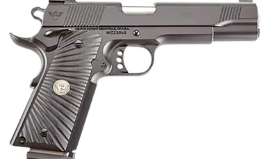 Wilson Combat CQBFS45A CQB  Full Size Frame 45 ACP 8+1 5" Match Grade Barrel, Black Serrated Carbon Steel Slide, Black Armor-Tuff Carbon Steel Frame w/Beavertail, Black G10 Starburst Grip