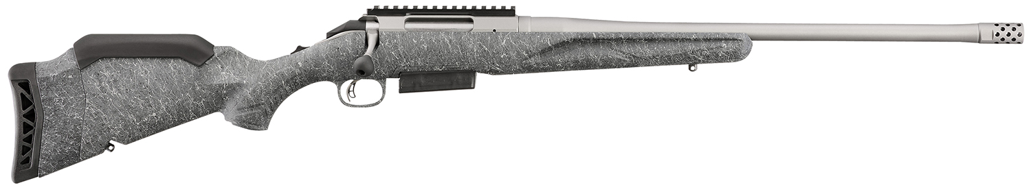 Ruger 46905 American II Full Size 450 Bushmaster 3+1 20" Gun Metal Gray Cerakote Threaded Barrel & Alloy Steel Receiver w/Picatinny Rail, Gray Splatter Adj LOP Synthetic Stock