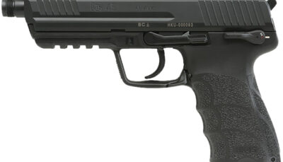 HK 81001117 HK45 V1 .45 ACP 10+1 4.46" Black Threaded Barrel, Black Cerakote Serrated Steel Slide, Black Polymer Frame w/Picatinny Rail, Ambidextrous