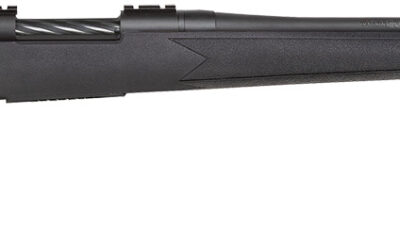Mossberg 28248 Patriot  Full Size 7mm PRC 3+1 24" Matte Blued Fluted Threaded Barrel, Drilled & Tapped Matte Blued Stainless Steel Receiver, Black Fixed Synthetic Stock