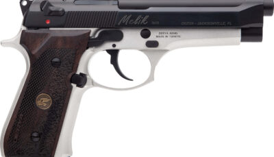 Derya Firearms MELIK9TTTR Melik 9mm Luger 17+1 4.90" Black Melonite Steel Barrel, Black Melonite Serrated Steel Slide, Silver Anodized Aluminum Frame, Dark Walnut Grip