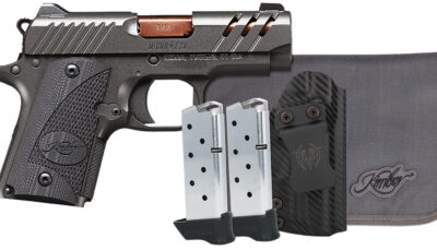 Kimber Mfg, Inc 3300254 Micro 9 Bundle 7+1 3.15" Rose Copper TiN Match Grade Barrel, KimPro II Gray Lightening Cut/Serrated Stainless Steel Slide, Kimpro II Gray Aluminum Frame, Black G10 Grip