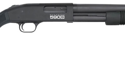Mossberg 51609 590S  12 Gauge Pump 3" 10+1 18.50" Matte Blued Heavy Walled Barrel, Drilled & Tapped Black Receiver, Fixed Black Synthetic Stock