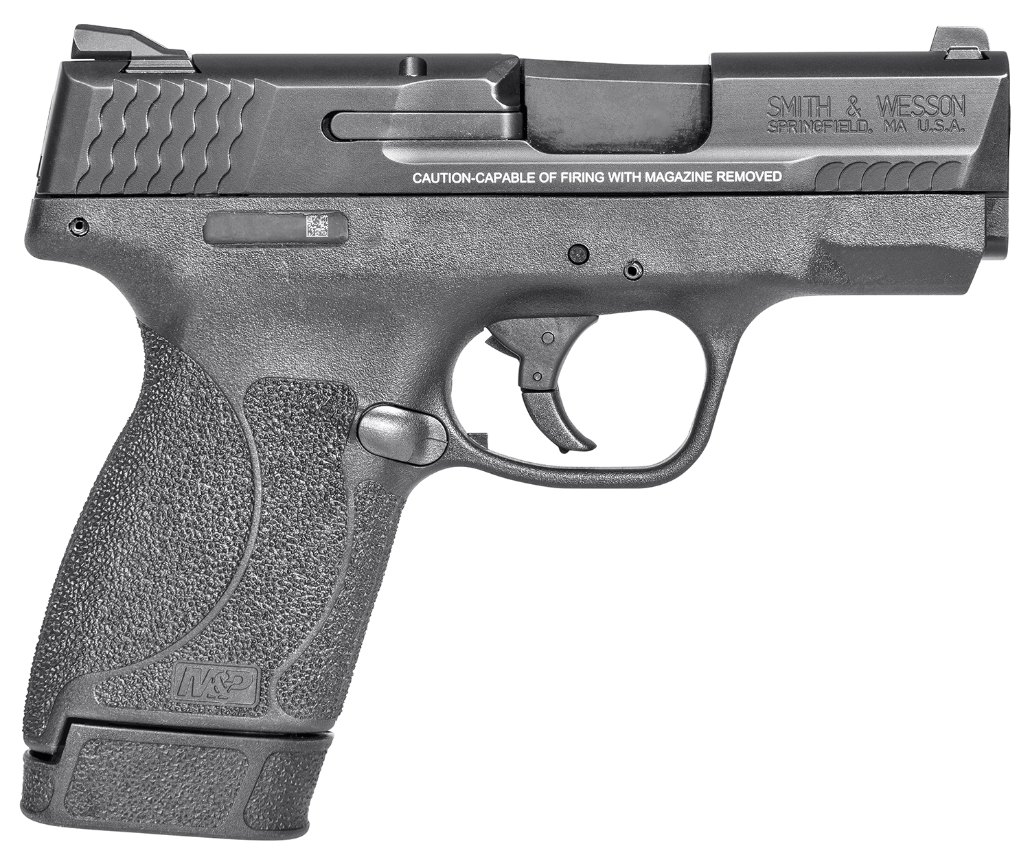 Smith & Wesson 14659 M&P M2.0 Shield Compact Slim Frame .45 ACP 7+1 3.30" Black Armornite Barrel, Black Armornite Stainless Steel Serrated Slide, Black Polymer Frame & Textured Grip, No Manual Safety