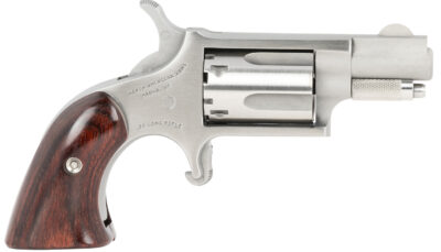 North American Arms 22LRGBG Mini-Revolver  Sports South Exclusive 2 LR 5 Shot 1.13" Stainless Steel Barrel, Frame & Cylinder, Wood Boot Grip, Exposed Hammer
