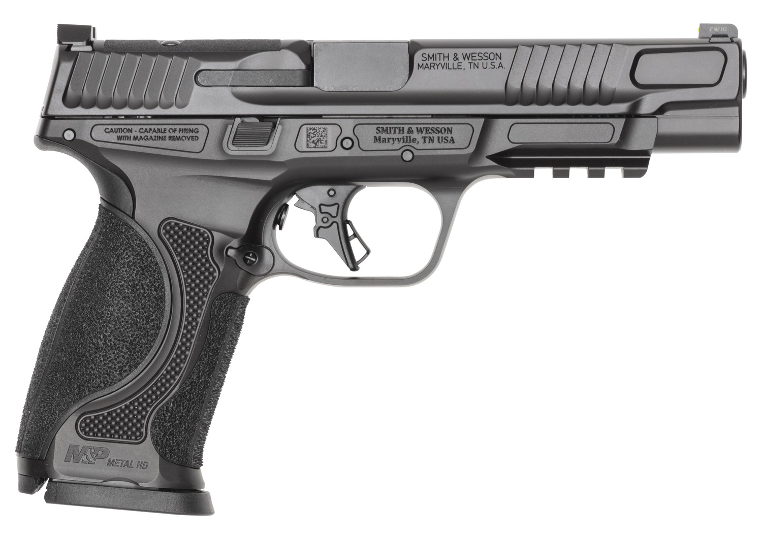 Smith & Wesson 14670 M&P M2.0 Metal 9mm Luger 17+1 5" Black Armornite Stainless Steel Barrel & Optic Ready/Serrated Slide, Black Armornite Stainless Steel Frame w/Picatinny Rail, Interchangeable Palms