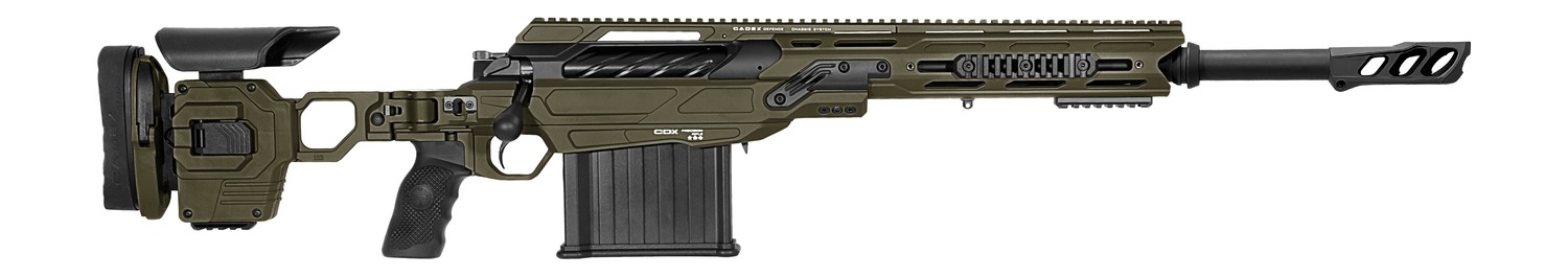Cadex Inc CDX50DUAL50206BR20I2J5 CDX-50 Tremor 50 BMG 5+1 20.60" Black DLC Match Grade Threaded Barrel, Black DLC Aluminum Receiver w/Picatinny Rail, Adjustable Folding OD Green Stock, Black Polymer G