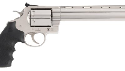 Colt Mfg KODIAKSP8RTS Kodiak  44 Mag 6 Shot 8" Stainless Ported Vent Rib Barrel, Stainless Unfluted Cylinder & Stainless Steel Frame, Black Rubber Grip, Exposed Hammer