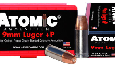 Atomic Ammunition 00454 Match Precision Craft 9mmLuger +P 124gr Bonded Match Hollow Point 20 Per Box/10 Case