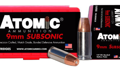 Atomic Ammunition 00438 Pistol Subsonic 9mmLuger 147gr Bonded Match Hollow Point 50 Per Box/10 Case