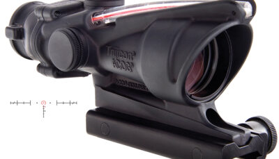 Trijicon 100220 ACOG  Black Hardcoat Anodized 4x32mm Illuminated Red Horseshoe w/ Red Dot 6.8 SPC Reticle