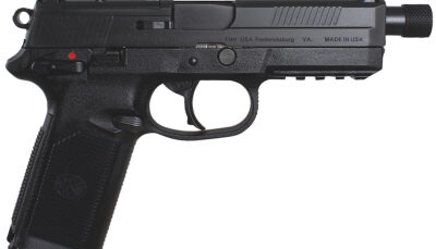 FN 66966 FNX Tactical 45 ACP 15+1 5.30" Steel Threaded Barrel Black Optic Ready/Serrated Slide Matte Black Polymer Frame w/Picatinny Rail Black Textured w/Interchangeable Backstrap Grips Right Hand