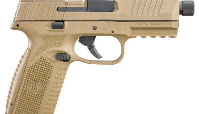 FN 66100383 509T 9mm Luger 10+1 4.50" Black Steel Threaded Barrel, Flat Dark Earth Optic Cut/Serrated Stainless Steel Slide, Flat Dark Earth Polymer Frame w/Picatinny Rail