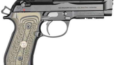Wilson Combat BER92BRIG9 92G Brigadier Tactical 9mm Luger 15+1 4.70" Target Crown Steel Barrel, Black Serrated Steel Slide, Black Steel Frame w/Picatinny Rail, Dirty Olive G10 Grip, Ambidextrous