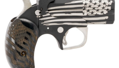 Bond Arms BAOG Old Glory  45 Colt (LC)/410 Gauge 2rd 3.50" Stainless Double Barrel & Frame w/Cerakote Laser Engraved American Flag, Auto Extractor & Rebounding Hammer, Engraved Extended Black Ash Grip