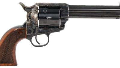 Taylors & Company 550815 Smoke Wagon  44-40 Win Caliber with 5.50" Blued Finish Barrel, 6rd Capacity Blued Finish Cylinder, Color Case Hardened Finish Steel Frame & Checkered Walnut Grip