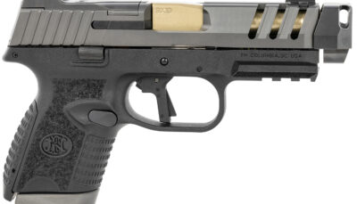 FN 66101350 509 CC Edge 9mm Luger 10+1 (3) 4.20" Threaded Gold Barrel, Black Frame, Graphite Optic & Lightening Cut Slide, Optic Height Fiber Optic Sights, Compensator (No Manual)