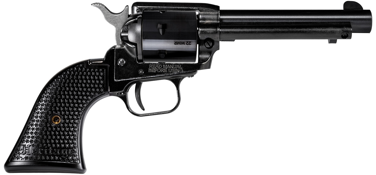 Heritage Mfg RR22MB4PG Rough Rider 22 LR/22 WMR 6 Shot, 4.75" Black Steel Barrel, Black Cerakote Zinc Alloy Frame, Black Cerakote Cylinder, Black Polymer Grip, Hammer/Thumb Safety, Exposed Hammer