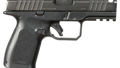 Rost Martin RM1CBLKOSP(COMP) RM1C  9mm Luger 17+1 4" Black Compensated Match Grade Barrel, Black Tenifer Optic Ready/Serrated Steel Slide, Black Polymer Frame w/Picatinny Rail, Textured Grip