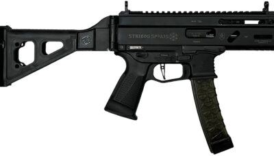 Grand Power 810091152836 Stribog SP9A35S 9mm Luger 30+1 8" Black Picatinny Rail Receiver, SB Tactical Brace, Black Polymer Grip