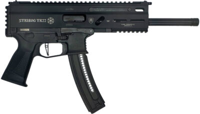 Grand Power 8588005808606 TR22 Stribog 22 LR 25+1 10" Black Threaded Barrel, Black Hardcoat Anodize Receiver w/Picatinny Rail, Black Polymer Grip, Ambidextrous