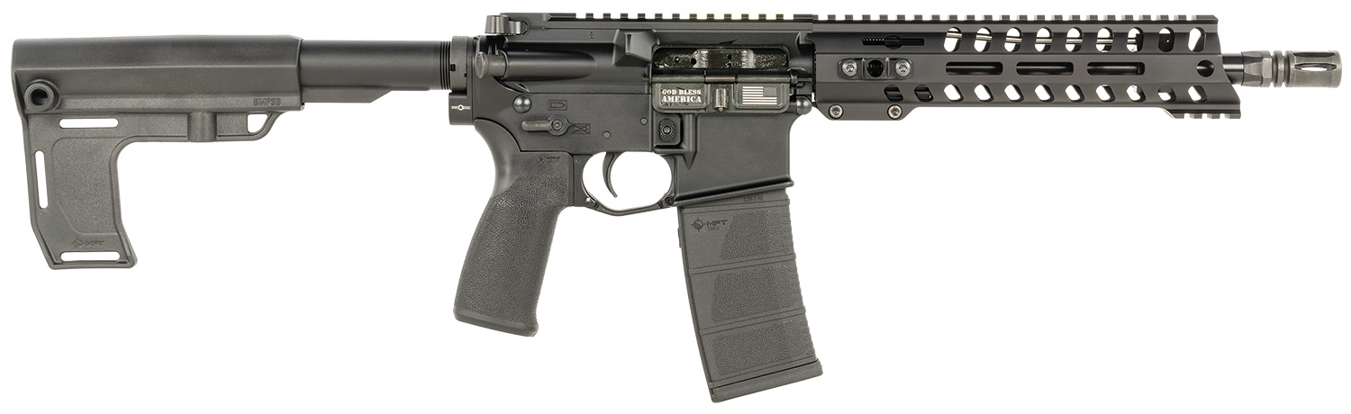 Patriot Ordnance Factory 2172 P15 Constable 5.56 NATO 30+1 10.50" M-LOK Handguard, Black Anodized Aluminum Receiver w/Picatinny Rail, Black Polymer MFT Blade Stabilizer, MFT Grip