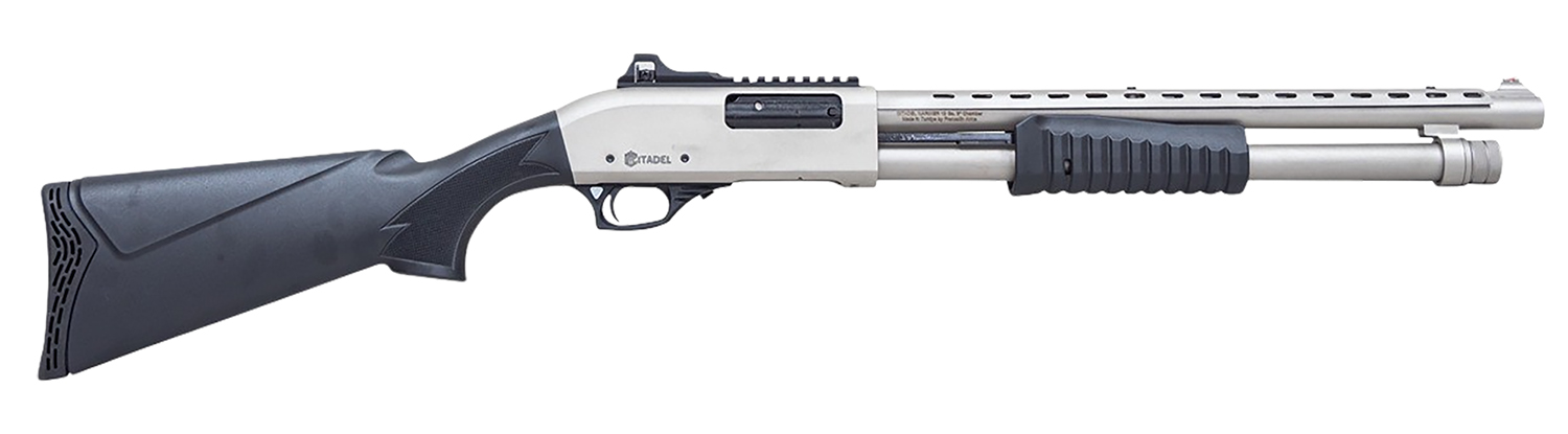 Citadel FRMN2020SYN Mariner Full Size 20 Gauge Pump 3" 4+1 18.50" Nickel Finished Heat Shield Barrel, Nickel Finished Aluminum Receiver w/Picatinny Rail, Black Fixed Synthetic Stock