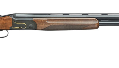 F.A.I.R. FRCRRAV2030 Carrera V 20 Gauge Break Open 3" 2rd 30" Black Over/Under Vent Rib Barrel, Black w/Gold Inlay Receiver, Walnut w/Adj Comb Stock, TechniChoke XP70 Choke System