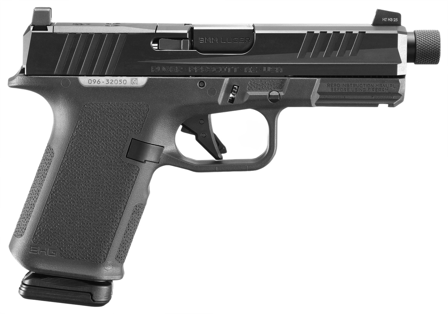 Ruger 19446 RXM 9mm Luger 15+1 4.50" Black FNC Nitride Threaded Barrel & Optic Ready/Serrated Slide, Black Polymer Frame w/Accessory Rail, Textured Grip, RMSc/RMR/DeltaPoint Pro Footprint