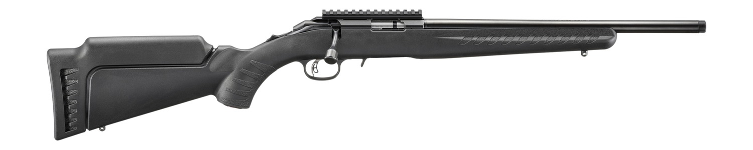 Ruger American 22 LR 10+1 16.10" Satin Blued Threaded Barrel, Satin Blued Alloy Steel Receiver w/Picatinny Rail, Black Adj LOP Synthetic Stock