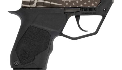 Taurus 1-22TUC139-USFLAG 22TUC Micro-Compact Frame 22 LR 9+1 2.50" Stainless Tip-Up Barrel, Custom Engraved Serrated Slide, Black Polymer Frame