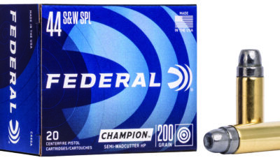 Federal C44SA Champion Training 44S&W Spl 200gr Semi Wadcutter Hollow Point 20 Per Box/25 Case
