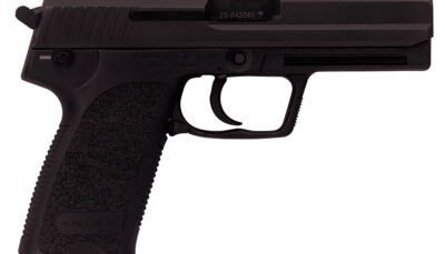 HK 81000326 USP V7 LEM 45 ACP Caliber with 4.41" Barrel, 12+1 Capacity, Overall Black Finish, Serrated Trigger Guard Frame, Serrated Steel Slide &  Polymer Grip Includes 2 Mags