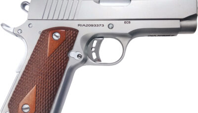 Rock Island 51868 Rock Standard CS *CA Compliant 45 ACP 3.63" 7+1 Matte Stainless Steel Frame & Slide Double Diamond Checkered Wood Grip