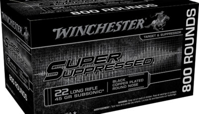 Winchester Ammo SUP22LRB Super Suppressed  22LR 45gr Black Copper Plated Round Nose 800 Per Bx/2 Case *Bulk