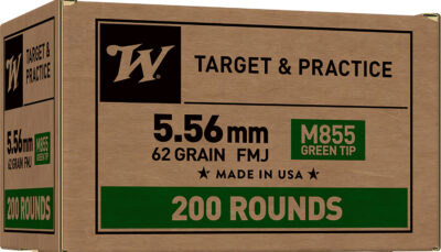 Winchester Ammo WM855200 USA M855 Green Tip 5.56x45mmNATO 62gr Full Metal Jacket 200 Per Box/4 Case