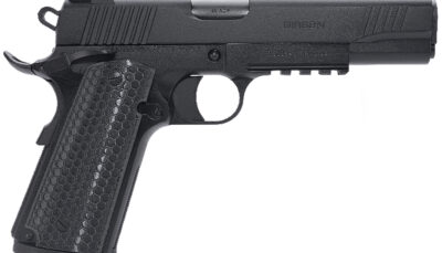 Girsan 392061 MC1911 S Untouchable Full Size Frame 9mm Luger 9+1 5" Black Steel Barrel, Black Serrated Steel Slide & Frame w/Beavertail & Picatinny Rail, Black Polymer Grip