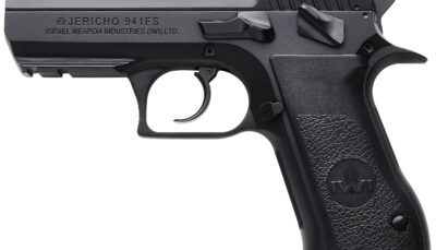 IWI US J941FS910ORP Jericho 941 Mid-Size Frame 9mm Luger 10+1 3.80" Black Chrome Lined Steel Barrel, Black Serrated Steel Slide & Frame w/Beavertail & Picatinny Rail, Black Textured Grips