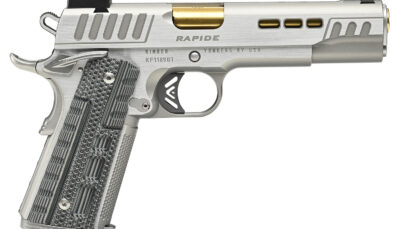 Kimber Mfg.,inc 3000424 Rapide Dawn 10mm Auto 8+1 5" Gold TiN Stainless Steel Barrel, Lightening Cut/Serrated Stainless Steel Slide, Stainless Steel Frame w/Beavertail, Black & Gray G10 Grip